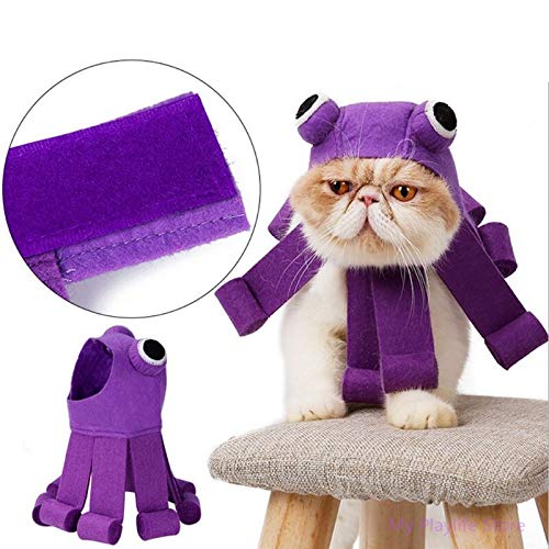 HUANGRONG Púrpura Fieltro en Forma de Pulpo de Tela Gato de Headwear del Perrito Gatito Festivo Gira El Tocado de Sombrero de Halloween del Traje de la Navidad C42 Disfraz en Halloween