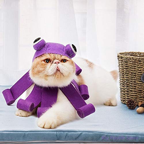 HUANGRONG Púrpura Fieltro en Forma de Pulpo de Tela Gato de Headwear del Perrito Gatito Festivo Gira El Tocado de Sombrero de Halloween del Traje de la Navidad C42 Disfraz en Halloween