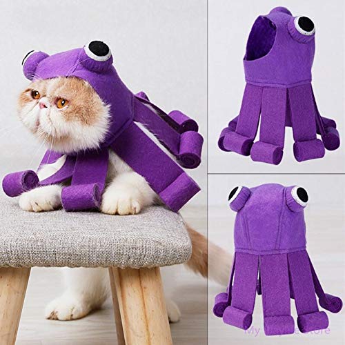 HUANGRONG Púrpura Fieltro en Forma de Pulpo de Tela Gato de Headwear del Perrito Gatito Festivo Gira El Tocado de Sombrero de Halloween del Traje de la Navidad C42 Disfraz en Halloween