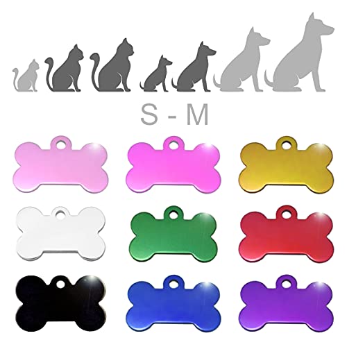 Hueso para Mascotas pequeñas-Medianas Placa Chapa Medalla de identificación Personalizada para Collar Perro Gato Mascota grabada (Rosa)