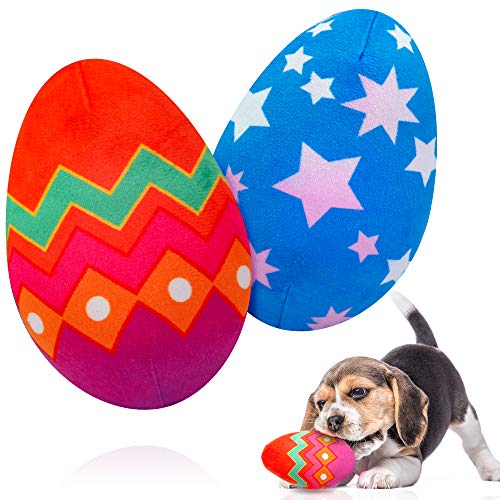 Huevos juguete para perro chirriante juguetes interactivos para ocultar y buscar juguetes de peluche para perros lindo cachorro juguete de relleno duradero para masticadores agresivos (paquete de 2)