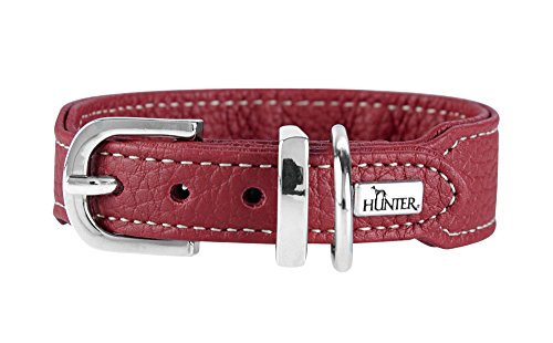 HUNTER Cannes Mini Collar para Perros Pequeños Cuero Napa Suave Noble Elegante 37 (XS-S), Borgoña