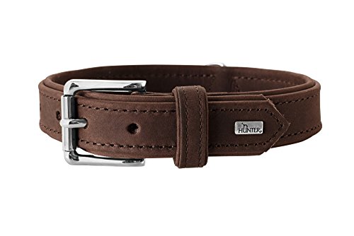 HUNTER Roling Hills - Collar para Perro de Piel Nobuck Resistente, Terciopelo, 65 L, Color marrón Oscuro