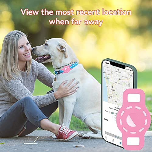 HWTONG Collar Gato GPS Airtag Perro para Funda Protectora, Silicona Airtag para Mascotas Adecuado para Collar GPS Perros Localizador AntipéRdida (Rosa)