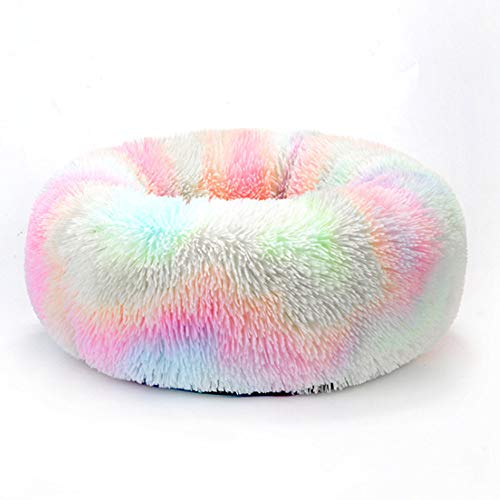 HYFDGV Sofá de Perro Ovalada CóModa Y Lavable Colchon Perro, Perro Cama CáLido para Invierno Cesta Perros,Cama Mascota,Rainbow Colors,40 * 40 * 10cm