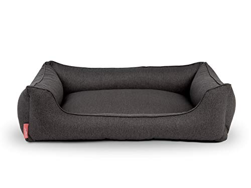 Hyggins Cama para perros Dreamer Plus, ortopédica, funda extraíble y lavable, suelo impermeable (S 60 x 44 cm, gris oscuro)