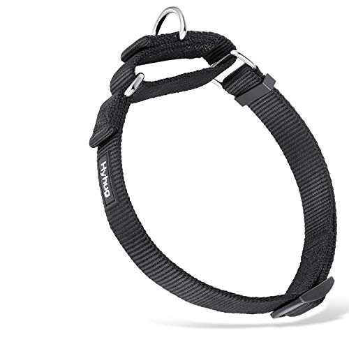 Hyhug Collar de Perro Grande para niños y niñas Stingdy Martingale Resistente a la Fuga - Uso Diario para Caminar (Grande L, Negro)