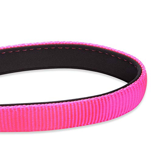 Hyhug Correa Corta Resistente de 61 cm de Longitud con asa cómoda y Correa de Aluminio de aviación Ligera para Perros Grandes y medianos. (Rosa Caliente)