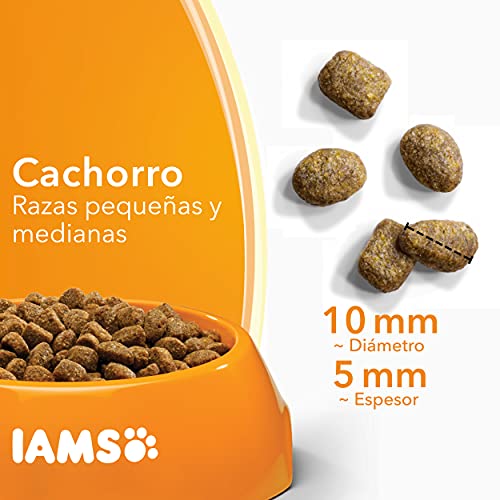 IAMS for Vitality Alimento seco para cachorros (1-12 meses) de raza pequeña y mediana con pollo fresco, 12 kg