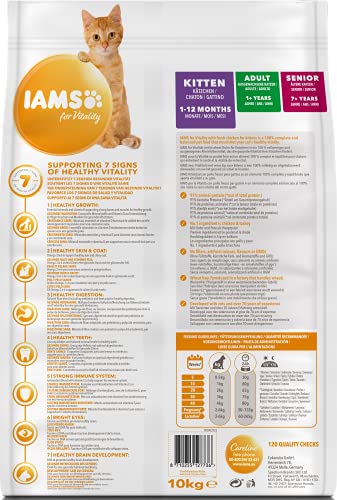 IAMS for Vitality Alimento seco para gatitos con pollo fresco (1-12 meses), 10 kg