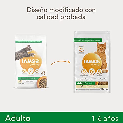 IAMS for Vitality Alimento seco para gatos adultos con pollo fresco (1-6 años), 10 kg