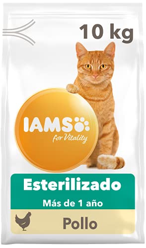 IAMS for Vitality Esterilizado - Alimento seco para gatos adultos y de edad avanzada (más de 1 año) con pollo fresco, 10 kg