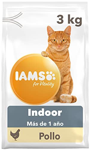 IAMS for Vitality Indoor - Alimento seco para gatos adultos y de edad avanzada (más de 1 año) con pollo fresco, 3 kg