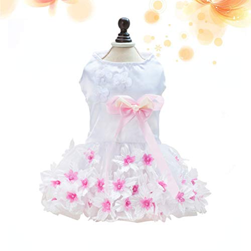 ibasenice Vestido para Mascotas Bonito Transpirable Bowknot Floral Mullido Encaje Falda Vestido de Princesa Primavera Verano Ropa para Mascotas Chaleco para Perro Mascota Cachorro Peluche