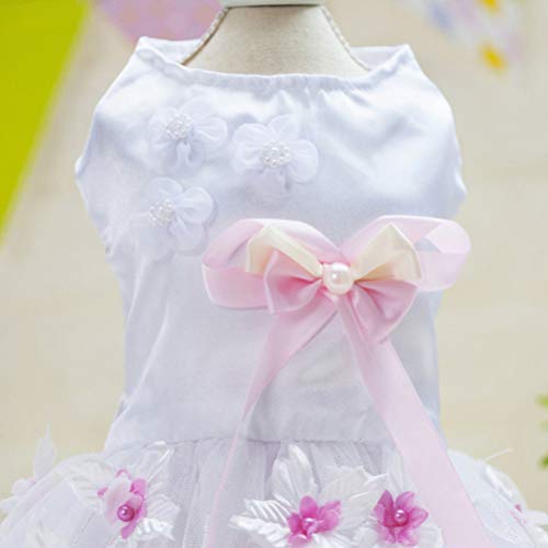 ibasenice Vestido para Mascotas Bonito Transpirable Bowknot Floral Mullido Encaje Falda Vestido de Princesa Primavera Verano Ropa para Mascotas Chaleco para Perro Mascota Cachorro Peluche