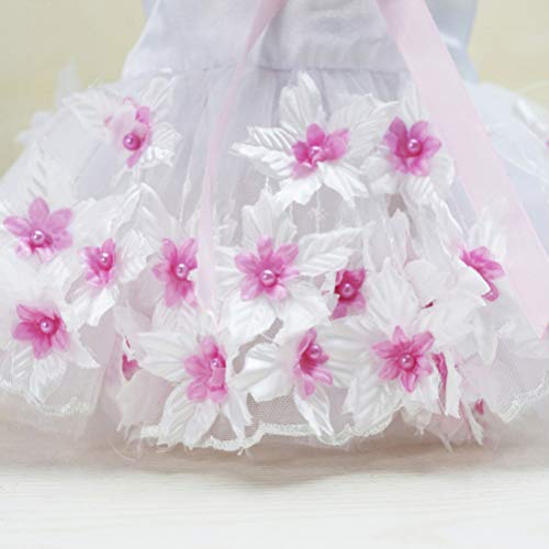 ibasenice Vestido para Mascotas Bonito Transpirable Bowknot Floral Mullido Encaje Falda Vestido de Princesa Primavera Verano Ropa para Mascotas Chaleco para Perro Mascota Cachorro Peluche