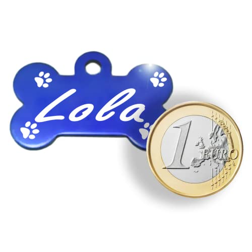 Iberiagifts - Hueso para Mascotas Medianas-Grandes con Patas Placa Chapa de identificación Personalizada para Collar Perro Gato Mascota grabada (Verde)