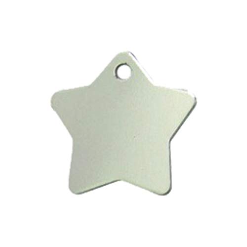 Iberiagifts - Placa de identificación en Forma de Estrella para Mascotas Medianas-Grandes Chapa Medalla de identificación Personalizada para Collar Perro Gato Mascota grabada (Plateado)