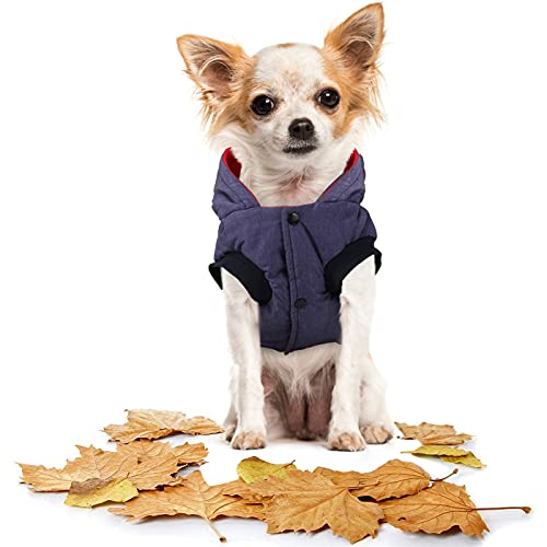 Idepet Abrigo Impermeable para Perros, Chaqueta cálida de Invierno para Mascotas, Chaleco, Algodón para Exteriores, Sudadera con Capucha para Perros, Ropa para Perros pequeños, medianos, Gatos