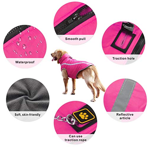 Idepet Abrigo Impermeable para Perros Chaqueta cálida de Invierno,Ropa para Mascotas a Prueba Viento Chaqueta para Perros Traje para Perros pequeños medianos Grandes con Orificio para el arnés XL-6XL