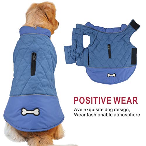 Idepet Abrigo para Perro A Prueba De Viento Chaqueta Cálida De Invierno, Ropa para Perros con Traje De Nieve Anti-Nieve para Perros Pequeños Medianos Grandes con Agujero De Arnés Azul Rosa Gris