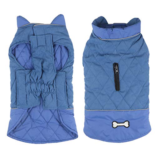 Idepet Abrigo para Perro A Prueba De Viento Chaqueta Cálida De Invierno, Ropa para Perros con Traje De Nieve Anti-Nieve para Perros Pequeños Medianos Grandes con Agujero De Arnés Azul Rosa Gris