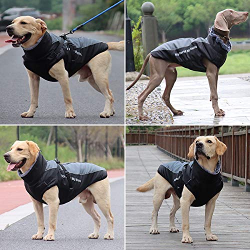 Idepet Abrigo para Perros Chaqueta cálida, Traje de Nieve Reflectante para Mascotas Deportes al Aire Libre Ropa Impermeable para Perros Chaleco para Perros Mediano Grande con Orificio para el arnés