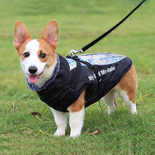 Idepet Abrigo para Perros Chaqueta cálida, Traje de Nieve Reflectante para Mascotas Deportes al Aire Libre Ropa Impermeable para Perros Chaleco para Perros Mediano Grande con Orificio para el arnés