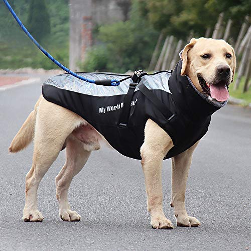 Idepet Abrigo para Perros Chaqueta cálida, Traje de Nieve Reflectante para Mascotas Deportes al Aire Libre Ropa Impermeable para Perros Chaleco para Perros Mediano Grande con Orificio para el arnés