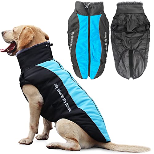 Idepet Abrigo para Perros Chaqueta cálida, Traje de Nieve Reflectante para Mascotas Deportes al Aire Libre Ropa Impermeable para Perros Chaleco para Perros Mediano Grande con Orificio para el arnés