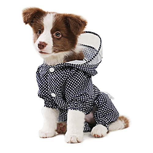 Idepet Chubasquero para Perros con Capucha, Impermeable Chaqueta Abrigo para Perros Ligero Exteriores Poncho para Lluvia Mono con Orificio para el Arnés (XXXL, Azul)