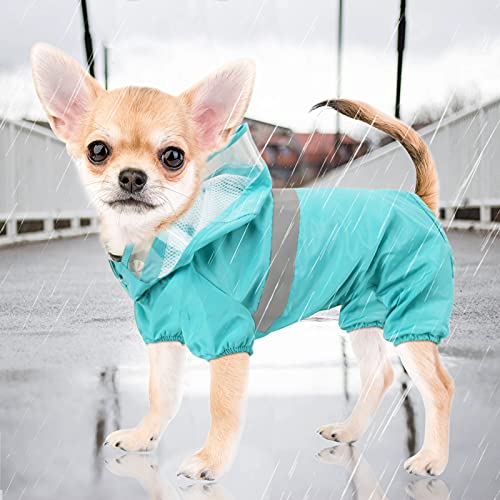 Idepet Chubasquero para Perros Impermeable Impermeable para Perros Impermeable, para Cachorros con Capucha y Orificio para el arnés, para Perros pequeños medianos