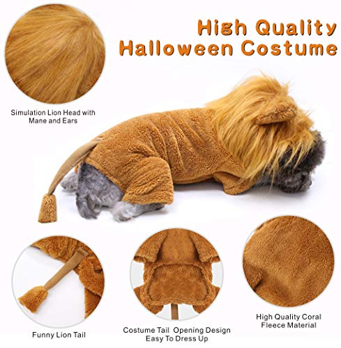 Idepet Disfraz de Mascota, Disfraz de Halloween para Perro, Disfraz de León, Cachorro, Navidad, Divertidos Disfraces de Cosplay, Gatos, Ropa Divertida