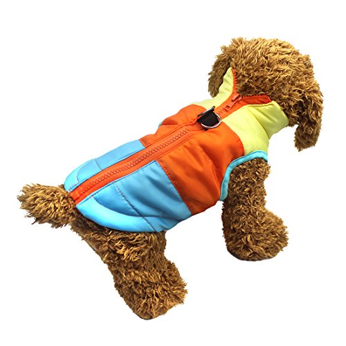 Idepet Mascota Perro Gato Escudo con Correa Ancla Color Patchwork Acolchado Cachorro Chaleco Teddy Chaqueta Chihuahua Disfraces Pug Ropa XS S M L (M, Azul)