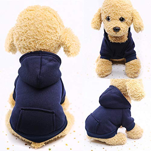 Idepet Perro Gato Sudadera con Capucha Mascota Cálido Abrigo de Invierno Ropa de algodón para Perros con Bolsillo Exterior para Perros pequeños