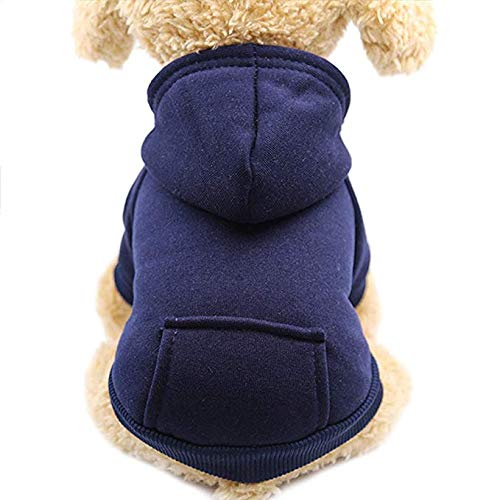 Idepet Perro Gato Sudadera con Capucha Mascota Cálido Abrigo de Invierno Ropa de algodón para Perros con Bolsillo Exterior para Perros pequeños