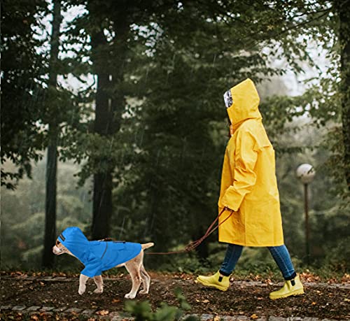 Idepet Sudadera con Capucha Impermeable para Perros, Chaqueta de Lluvia Ligera para Mascotas Poncho de Lluvia para Perros con Tira Reflectante para Perros pequeños medianos Cachorros Gatos