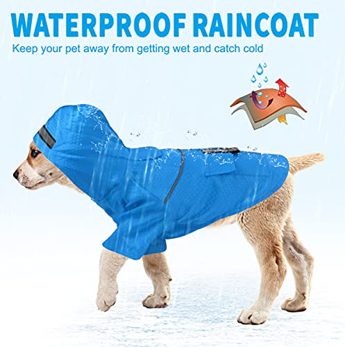 Idepet Sudadera con Capucha Impermeable para Perros, Chaqueta de Lluvia Ligera para Mascotas Poncho de Lluvia para Perros con Tira Reflectante para Perros pequeños medianos Cachorros Gatos