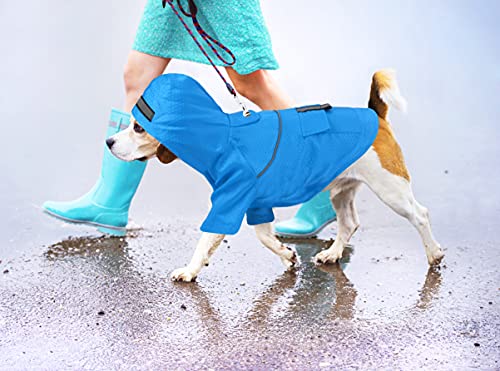 Idepet Sudadera con Capucha Impermeable para Perros, Chaqueta de Lluvia Ligera para Mascotas Poncho de Lluvia para Perros con Tira Reflectante para Perros pequeños medianos Cachorros Gatos