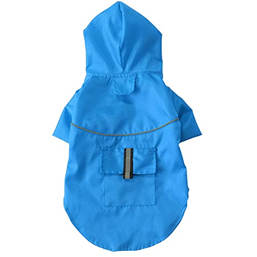 Idepet Sudadera con Capucha Impermeable para Perros, Chaqueta de Lluvia Ligera para Mascotas Poncho de Lluvia para Perros con Tira Reflectante para Perros pequeños medianos Cachorros Gatos