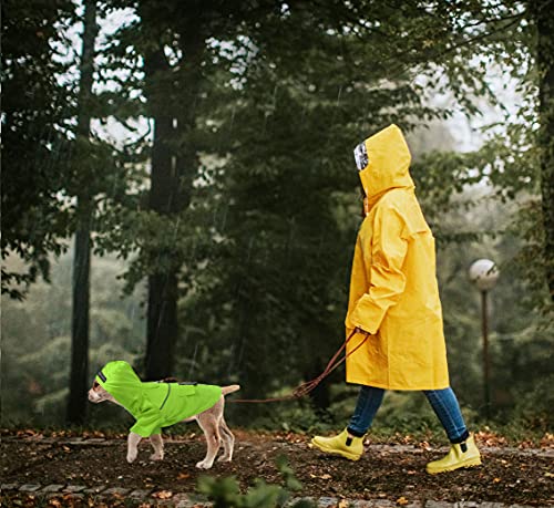 Idepet Sudadera con Capucha Impermeable para Perros, Chaqueta de Lluvia Ligera para Mascotas Poncho de Lluvia para Perros con Tira Reflectante para Perros pequeños, medianos, Cachorros, Gatos