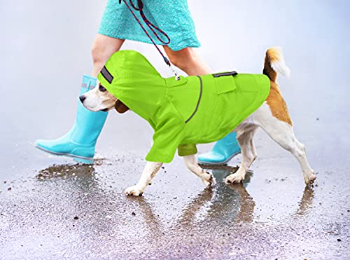 Idepet Sudadera con Capucha Impermeable para Perros, Chaqueta de Lluvia Ligera para Mascotas Poncho de Lluvia para Perros con Tira Reflectante para Perros pequeños, medianos, Cachorros, Gatos