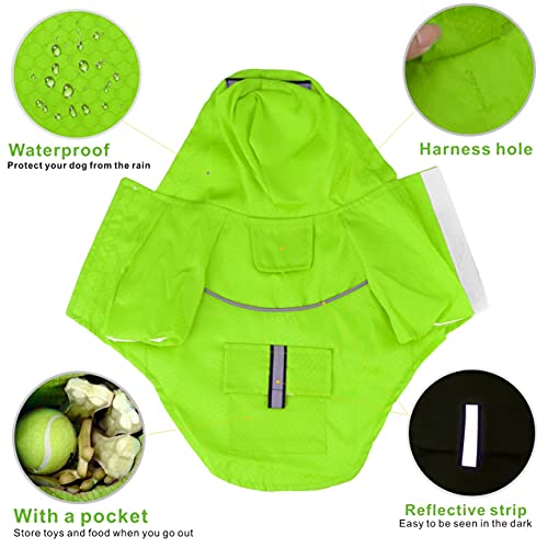 Idepet Sudadera con Capucha Impermeable para Perros, Chaqueta de Lluvia Ligera para Mascotas Poncho de Lluvia para Perros con Tira Reflectante para Perros pequeños medianos Cachorros Gatos