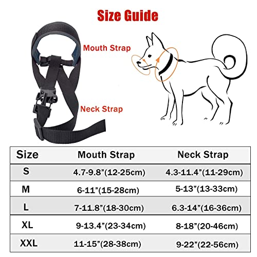 ILEPARK Bozal de la Tela para Perros Grandes Previene Mordidas, Ladridos y Que Mastiquen, Bozal Lazo Ajustable (S,Negro)