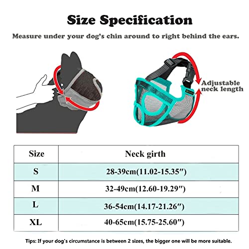 ILEPARK Bozal para Perros de Hocico Corto, Bozal de Bulldog francés, Anti-Mordiscos y Ladridos, Máscara para Perros Transpirable Ajustable(L,Verde)