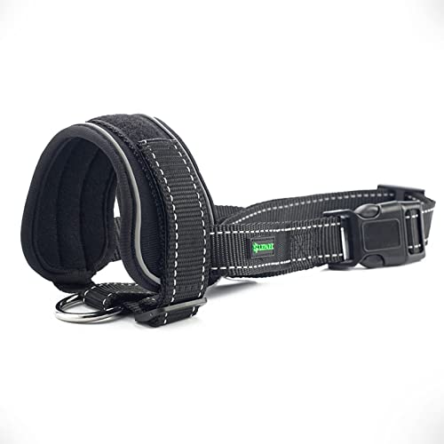 ILEPARK Suave Bozal para Perros con Correa Reflectante para Evitar Mordeduras, Ladridos y Mordiscos, Bozal de Adiestramiento para Perros con Correa Ajustable (M, Negro)