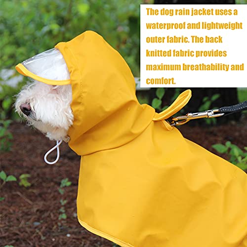 Impermeable para Perros, NALCY Chubasquero para Perros, Impermeable para Mascotas Chubasquero Perro Pequeño con Capucha & Ajustable Poncho de Lluvia Impermeable (L/Amarillo)