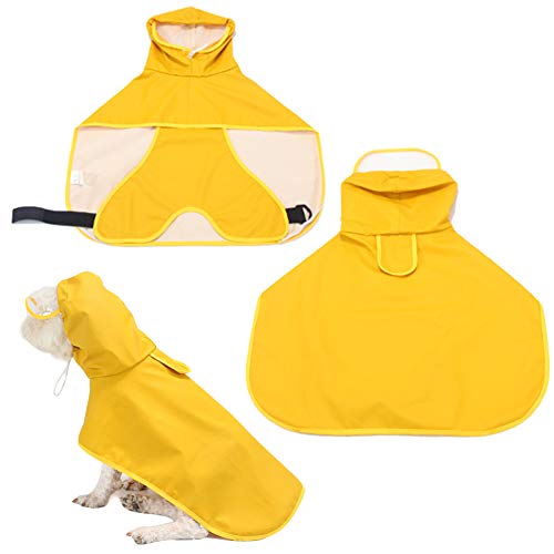 Impermeable para Perros, NALCY Chubasquero para Perros, Impermeable para Mascotas Chubasquero Perro Pequeño con Capucha & Ajustable Poncho de Lluvia Impermeable (L/Amarillo)