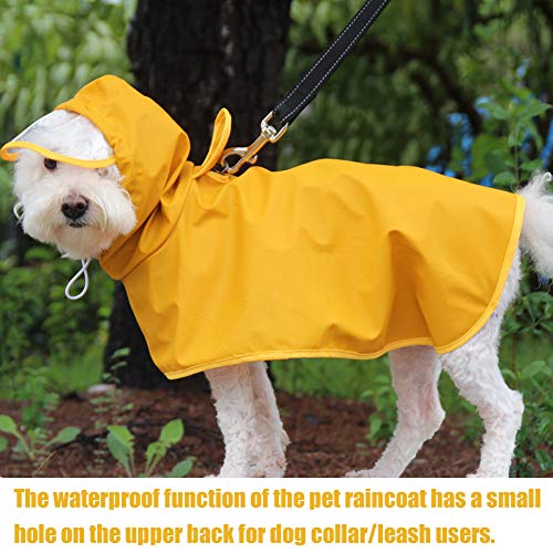 Impermeable para Perros, NALCY Chubasquero para Perros, Impermeable para Mascotas Chubasquero Perro Pequeño con Capucha & Ajustable Poncho de Lluvia Impermeable (L/Amarillo)