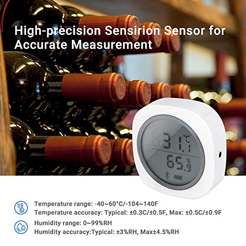 Inkbird IBS-TH1 Plus Bluetooth Registrador de Temperatura y Humedad Data Logger Termometro Digital con Sonda Externa y LCD Pantalla, Eléctrica de 2* Batería para Caja de Cigarro, Reptile Terrario